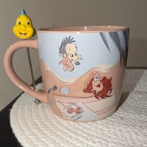 Disney Ariel and Friends Dusty Pink Mug with Flounder Stirrer